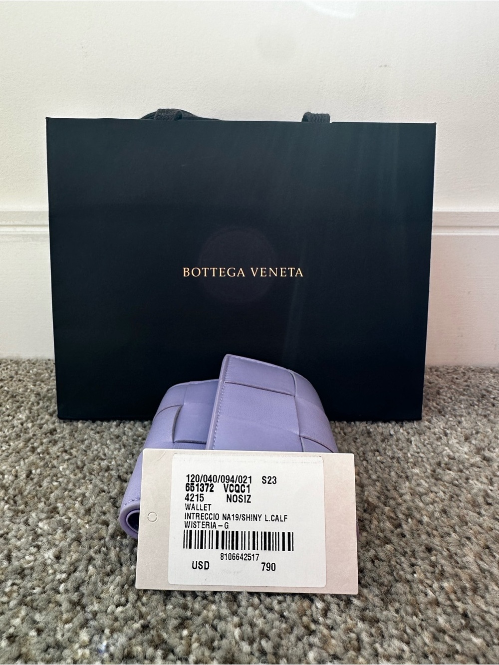 Bottega Veneta Lavender Intrecciato Compact Wallet